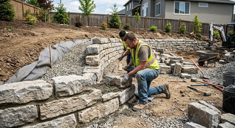 Block Retaining Wall Installation in Aiken, SC